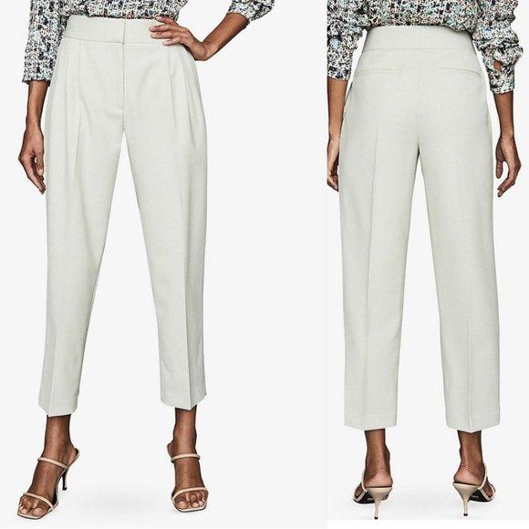 Reiss Pants - NWT Reiss Mimi Pleated Front tapered Leg Trouser Pants Pale Green Size 12